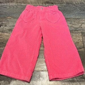 Old Navy Wide Leg Corduroy pull on pink Pants With Heart Pockets 3t 3 toddler